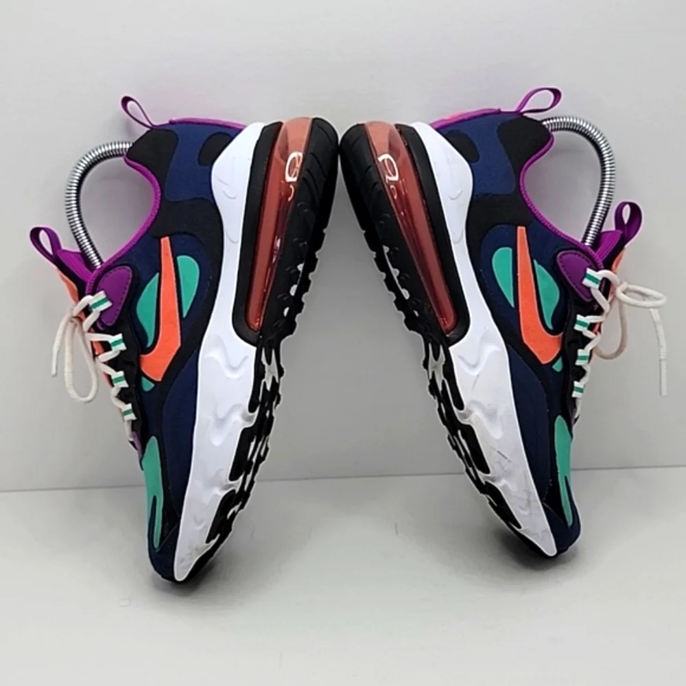 Nike | Air Max 270 React Kinetic Green/Purple Sneakers | WMS 6.5 - Picture 7 of 9